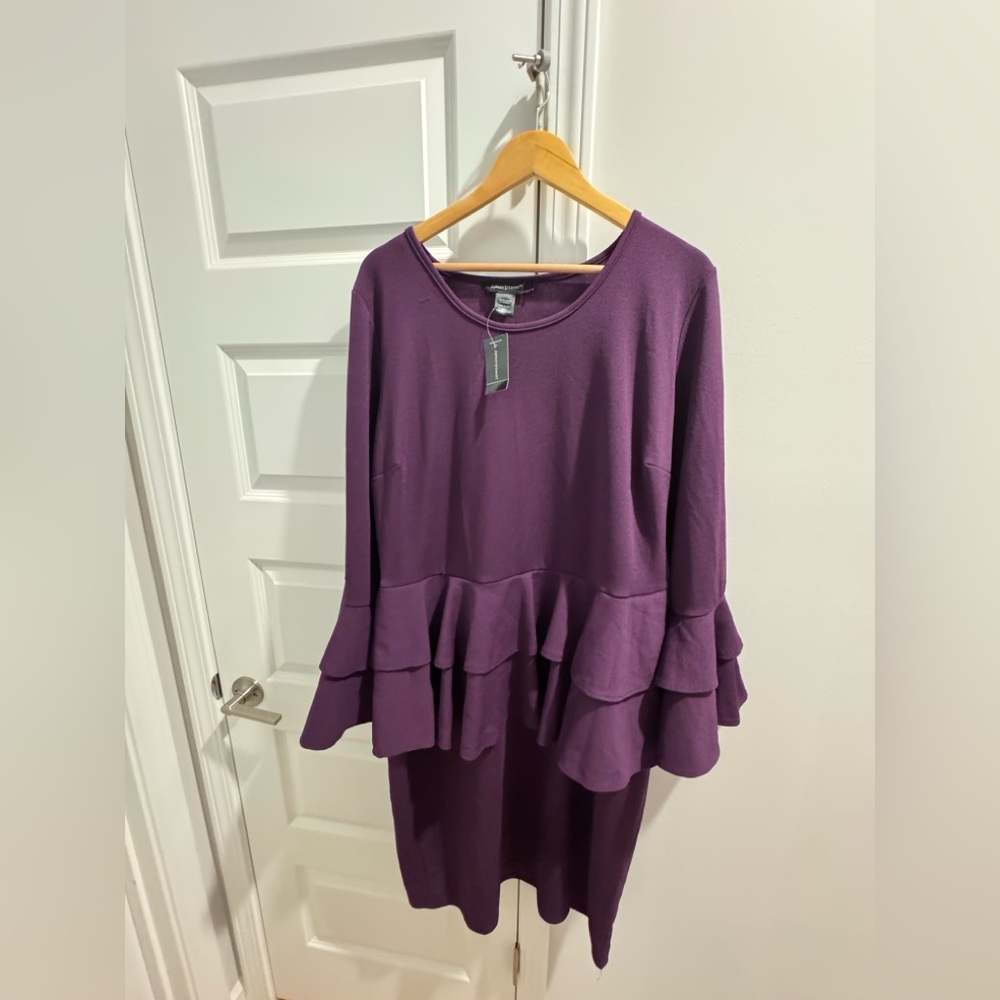 Ashley Stewart Deep Purple Long Sleeve Dress